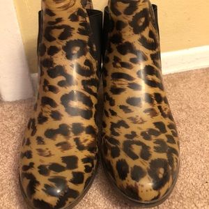 J.CREW leopard print rain boots